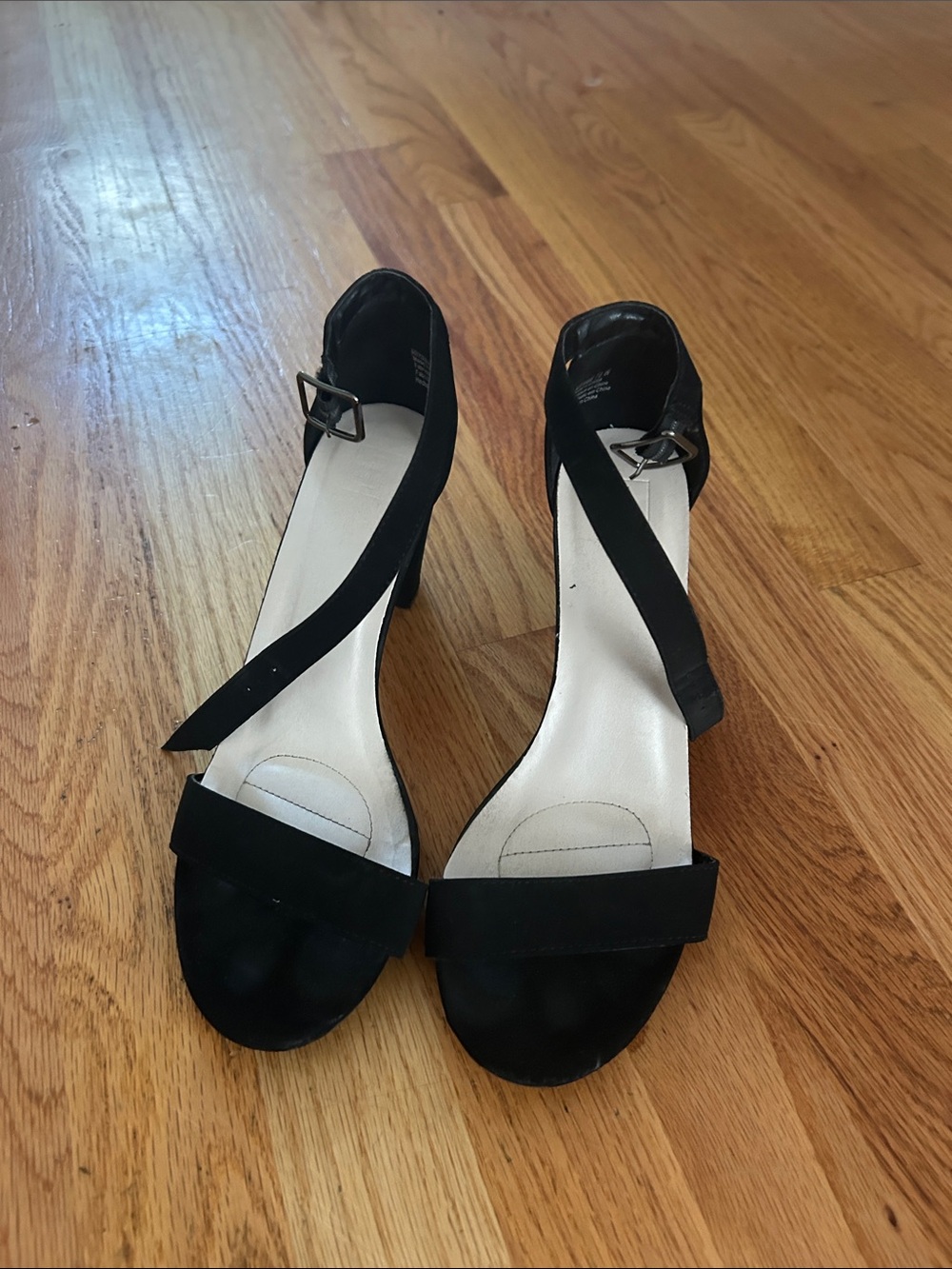 Sleek Black Ankle-Strap Block Heel Sandals